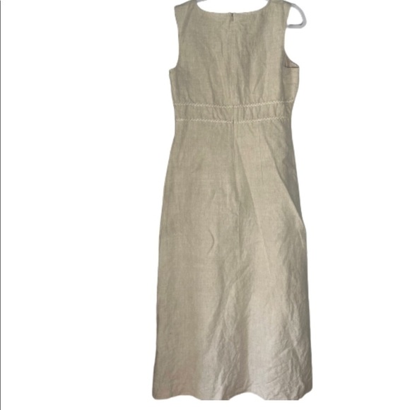 TYLER BOE 100% LINEN BIEGE SLEEVELESS SUMMER MAXI DRESS SIZE 8. - Picture 2 of 6